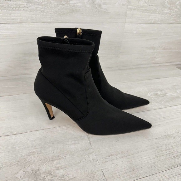 Good American The Icon Ankle Sock Bootie Women 8.5 Black Pointed Toe Stiletto - Picture 1 of 14
